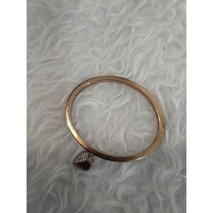 Michael Kors Rose Gold Heart Charm Pave Crystal Hinge Bangle Bracelet